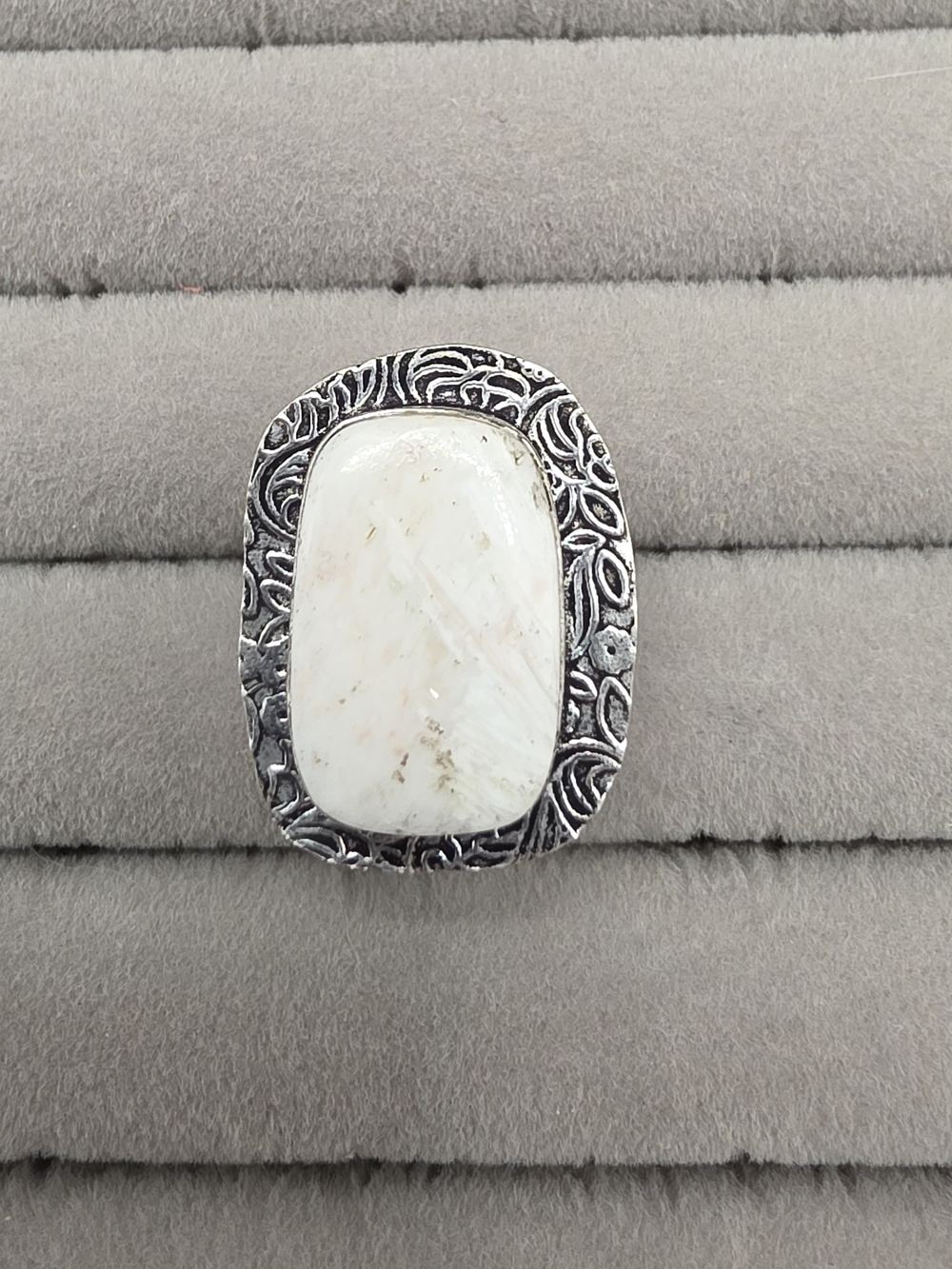 Silver Plated Wild Horse Stone Statement Ring Size7